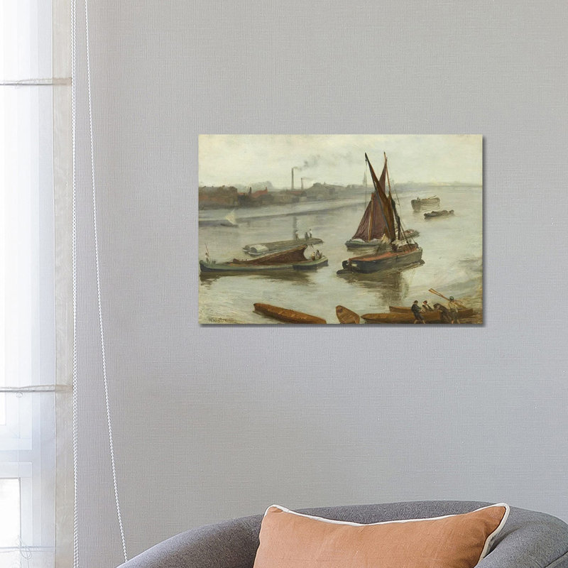 Grey And Silver Old Battersea Reach by James Abbott McNeill Whistler - 1 Piece Wall Art on Canvas, Does Not Apply