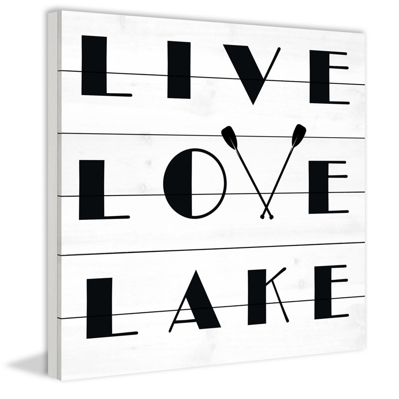 « Live Love Lake »-impression d’art textuel sur bois, H 24 po x l 24 po x P 1,5 po