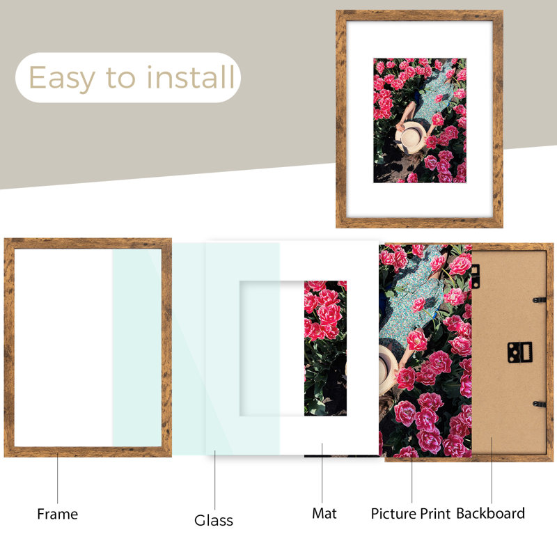 Gallery Matted Frame Set,Wall Mount Display, 12.755" H x 9.763" W x 0.708" D