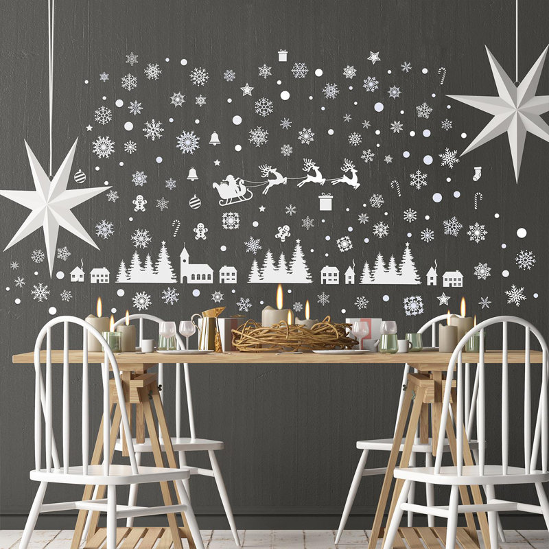 Christmas Village and Snowflakes Wall Stickers