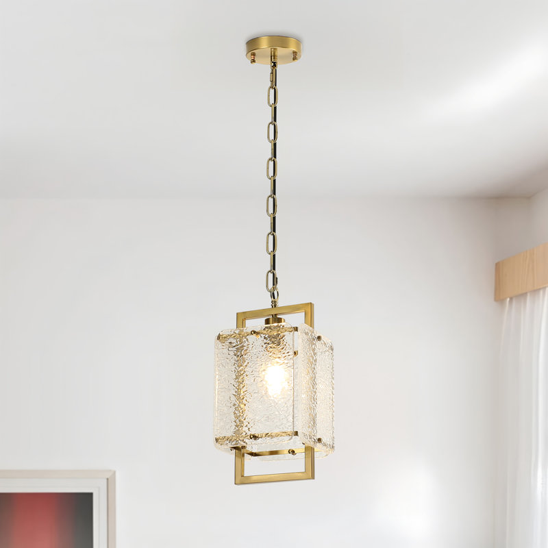 Brass Water Ripple Acrylic Pendant Light for Kitchen Island 1-Light Acrylic Pendant Light Fixture, Brass, Acrylic