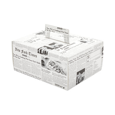 Restaurantware-Cater Tek 9 x 7 x 4 Inch Take Out Containers, 100 Deep Food Boxes - With Handle, Grease-Resistant, Newsprint Paper To Go Boxes, For Meals, Treats, Goodies, or Party Favors