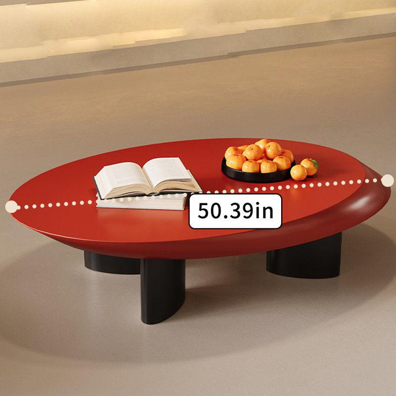 Table basse ovale en bois Simplicity, Rouge, Noir