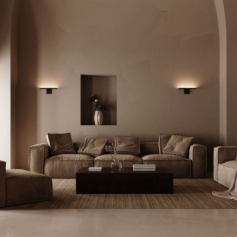 Base LED Flush Mounted Sconce, Textured Black