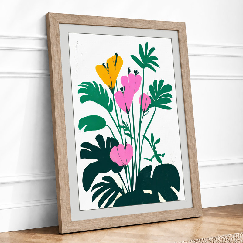 Bloom Botanical - Single Picture Frame Print, A2 - 59.4 x 42.0 cm, Oak