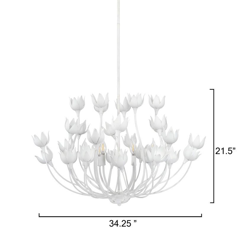 Dogwood 6-Light Chandelier, Antique Brass, White