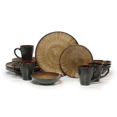 Gourmet Basics by Mikasa Linden 16-Piece Stoneware Dinnerware Set, Service for 4