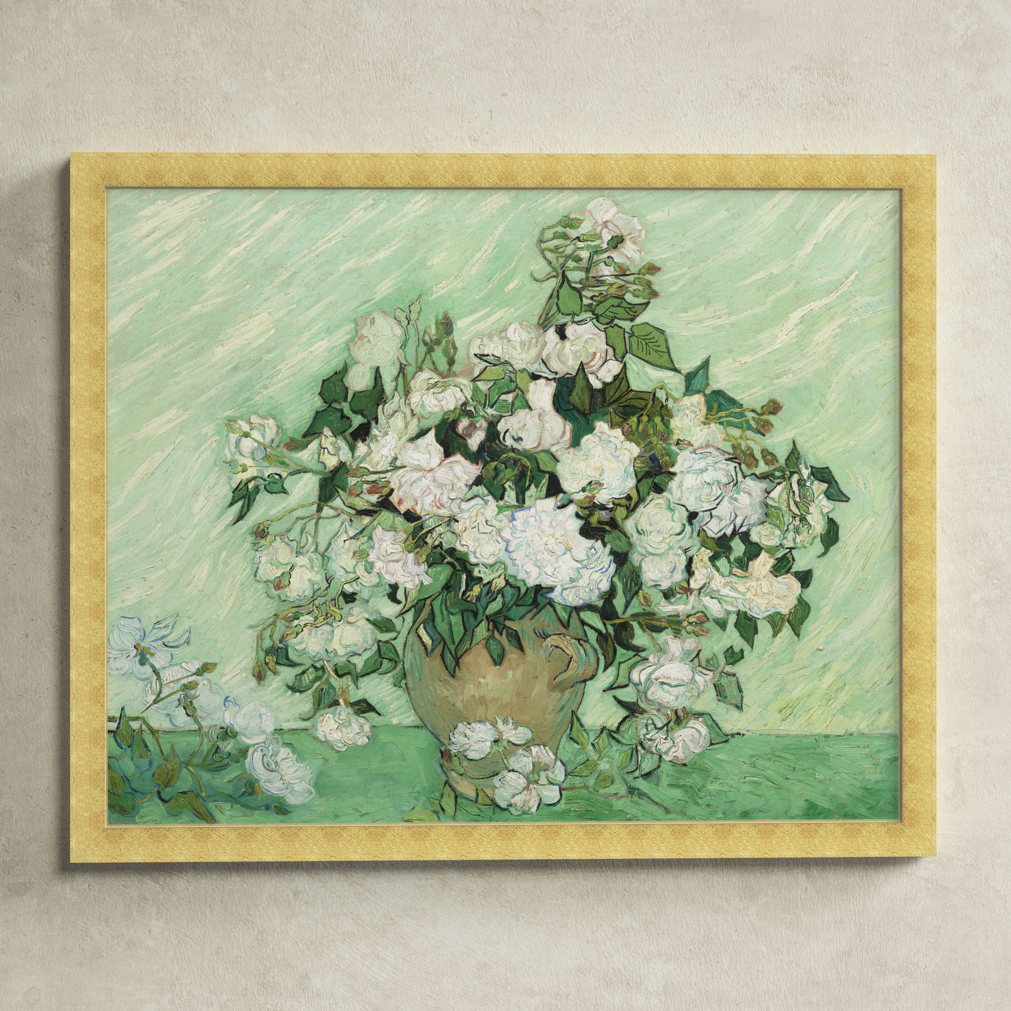 Van Gogh - Roses by Oliver Gal, 22" H x 27" W x 0.5" D, Gold