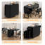 Folding Dining Table in Black Solid Wood, Mobile Table with Casters and 2 Storage Drawers, Compact Foldaway Design（Without Chairs）-928290249