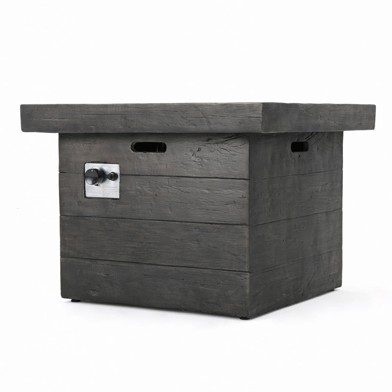 32" Wood Square Mgo Fire Pit Grey - 40,000 Btu, Gray