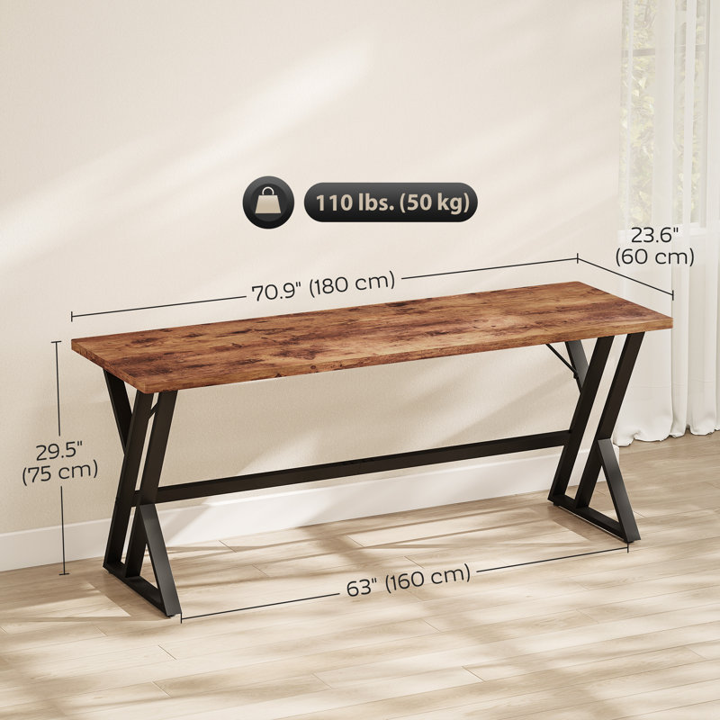 Bureau d'ordinateur spacieux avec cadre en acier en forme de X, bureau d'ordinateur 71 po