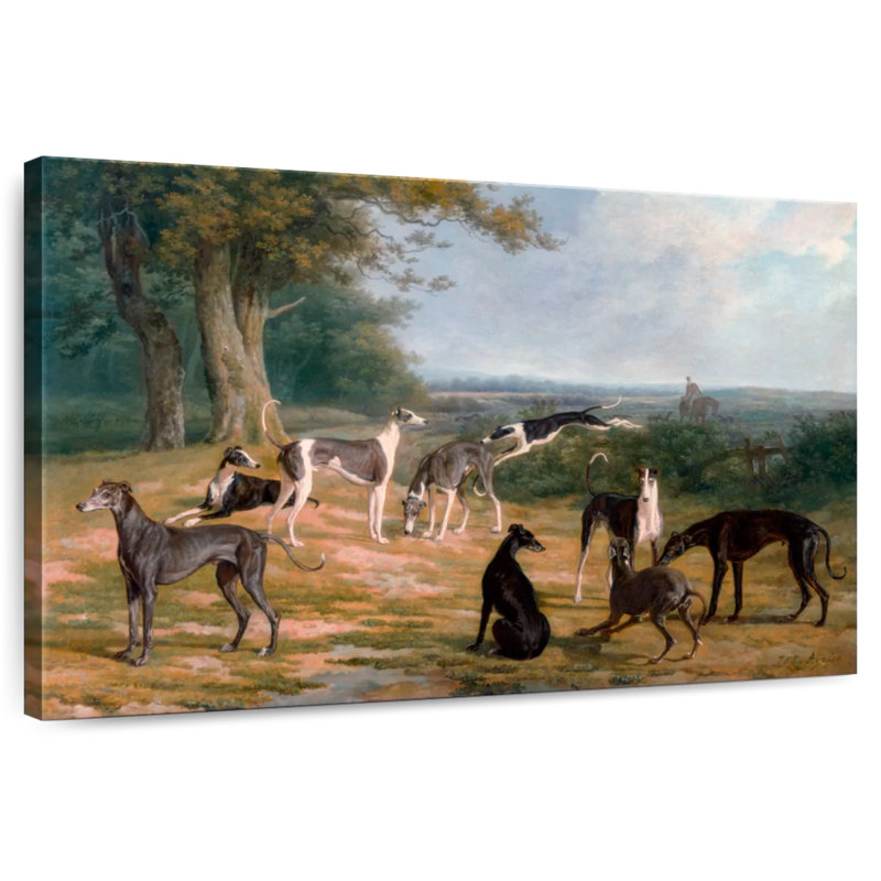 Brampt Nine Greyhounds In A Landscape, 34" H x 51" W