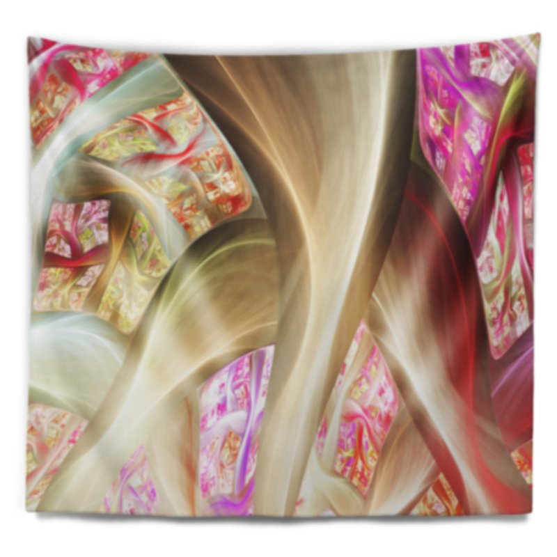 Tapisserie abstraite or rouge, H 32 po x l 39 po