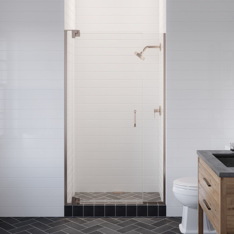  Verre trempé transparent Flex X Duo de 42 à 45 po x 72 po avec porte de douche 3/8 po et 5/16 po Flex X, Nickel brossé