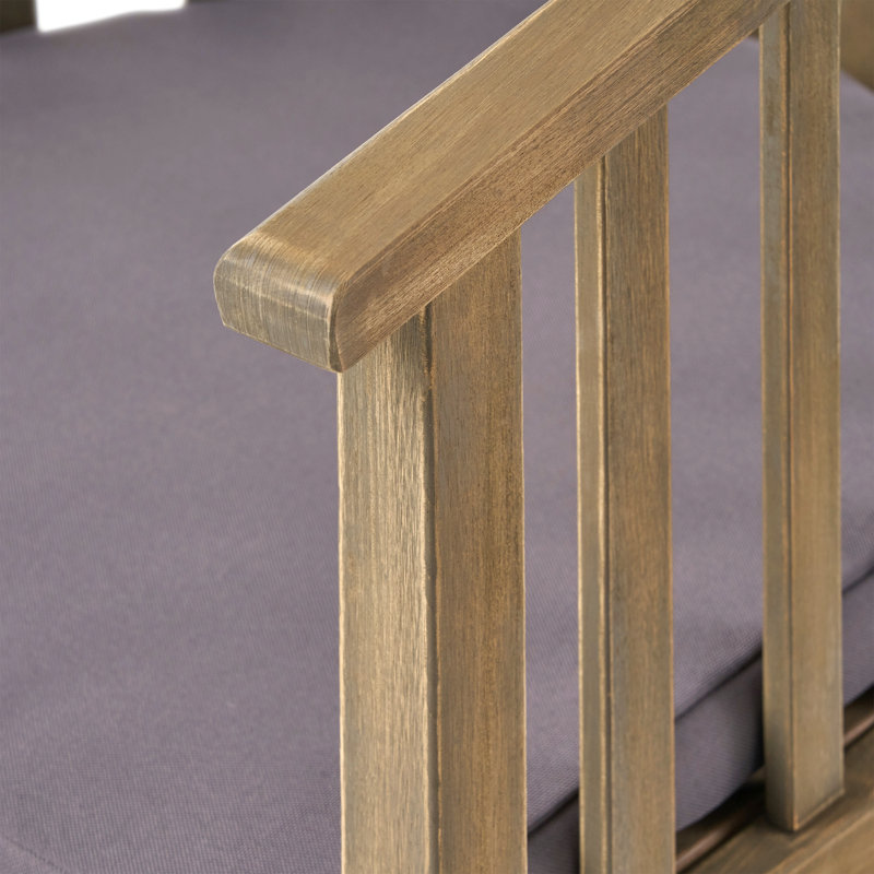 Ensemble de 2 chaises d'extérieur en bois avec coussins, gris foncé, finition grise