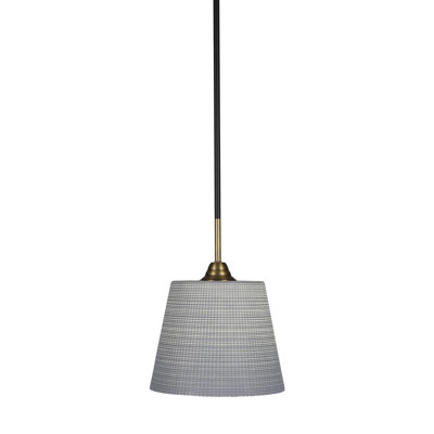 Ayrshire Stem Hung Pendant Shown In Matte Black & Brass Finish With 10" Glass