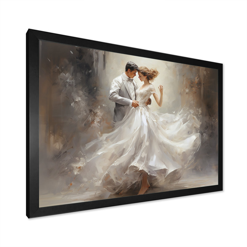 Danse valse en blanc I sur toile, H 20 po x l 12 po x P 1 po, Cadre simple noir