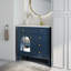 Meuble-lavabo de salle de bain Mid-Century avec verre à motif et éclairage à détecteur de mouvement