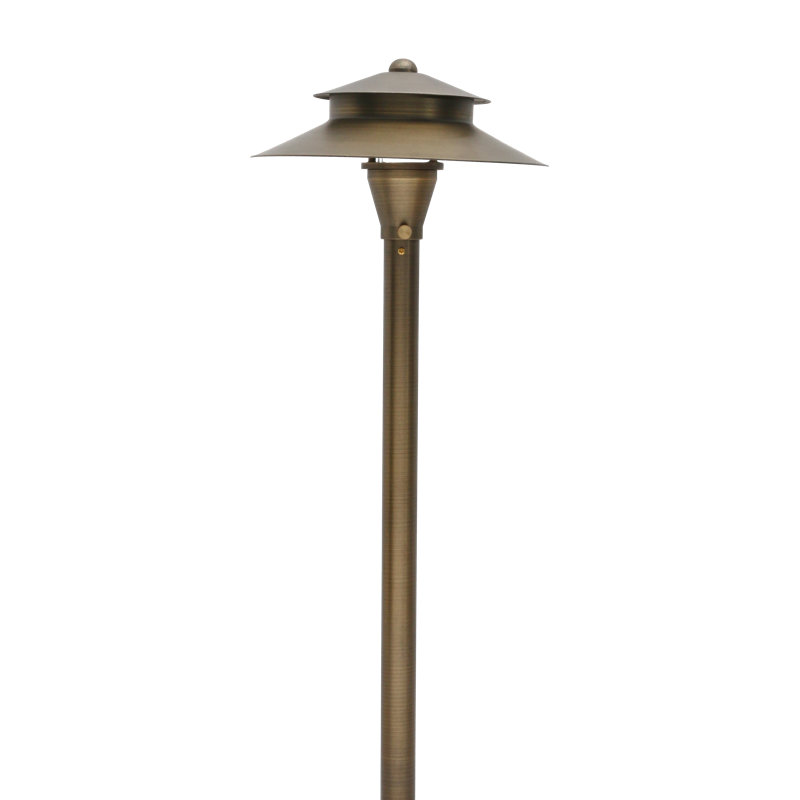 Low Voltage Brass LED Pathway Light with Warm White Bulb