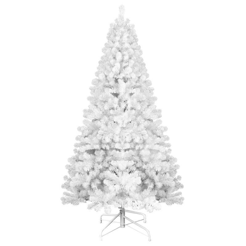 Arbre moderne blanc de 9 pi avec branches en fil de mémoire, conception à charnières de 1910 pointes, ajout d'une atmosphère festive à la décoration de pièce secondaire, structure de travail sans bourre, ajustement manuel intérieur pour appartement de charme hivernal