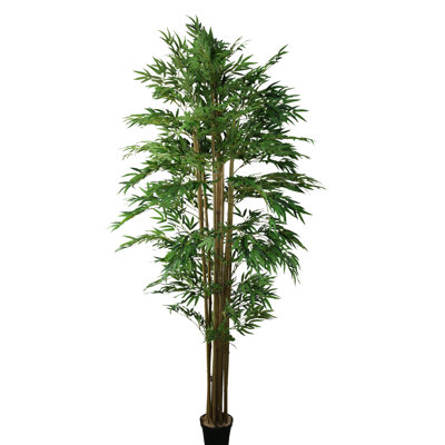 Bambou artificiel en pot en plastique