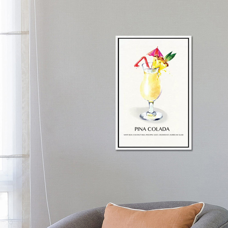 Pina Colada 1 Piece Wall Art on Canvas, 66.04 cm H x 45.72 cm W, White Framed