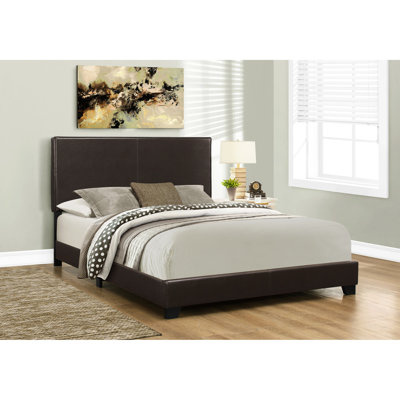 Grand lit rembourré brun pour la sophistication de la chambre à coucher