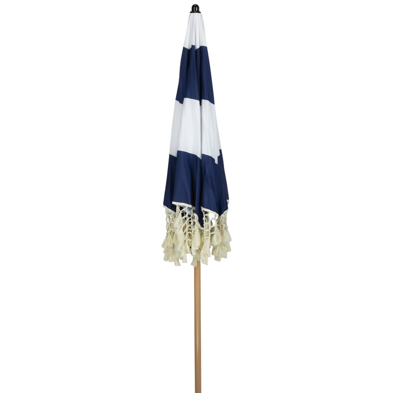 Parasol rayé d'extérieur de plage avec inclinaison - 6,5 pi, Bleu / blanc