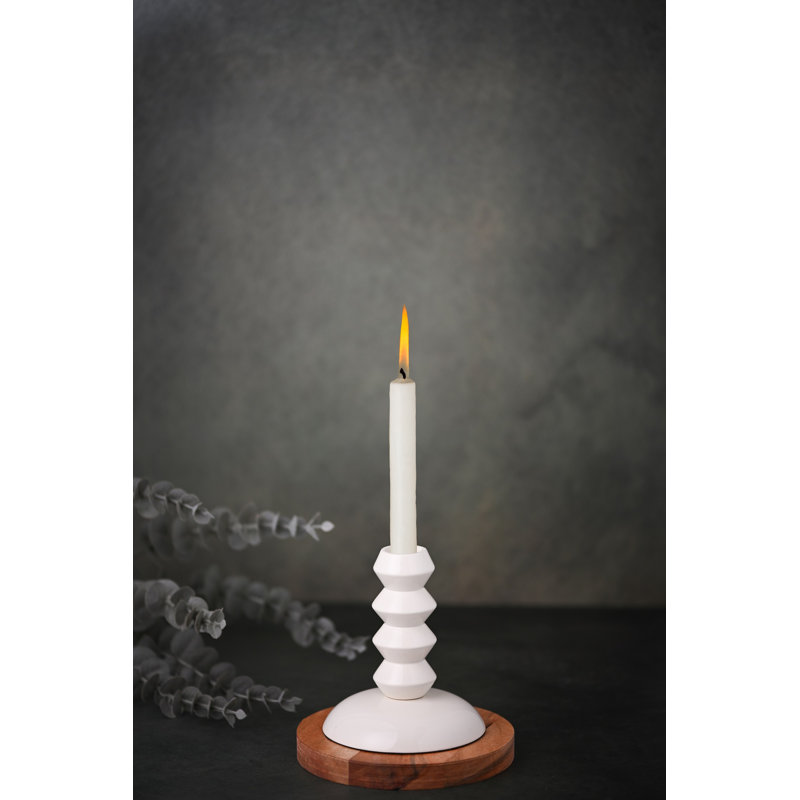 Porte-bougie blanc en aluminium brillant, H 4 po x l 4 po x P 4 po