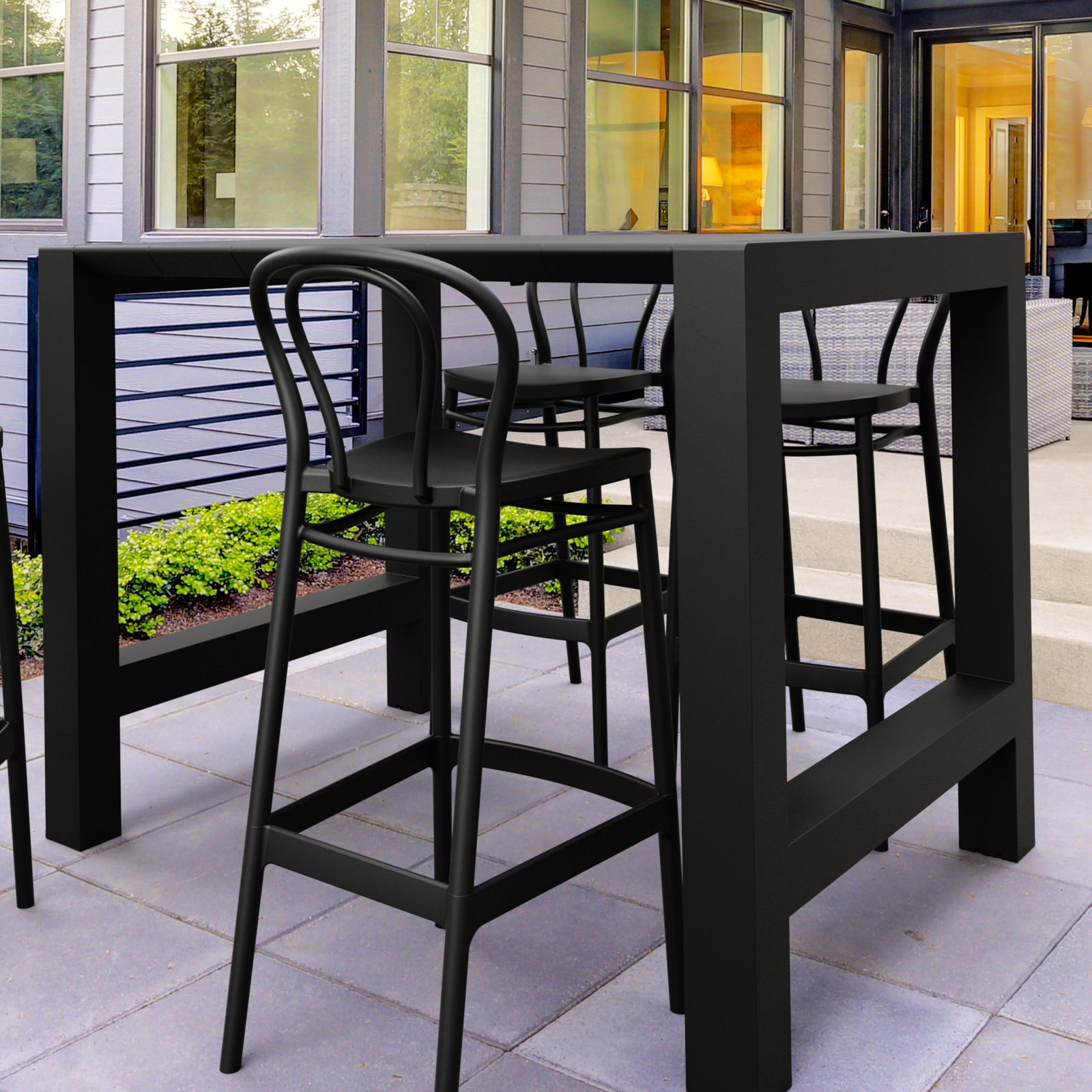 Farrah Patio Bar Stool, Black, Bar Stool (29.5" Seat Height)