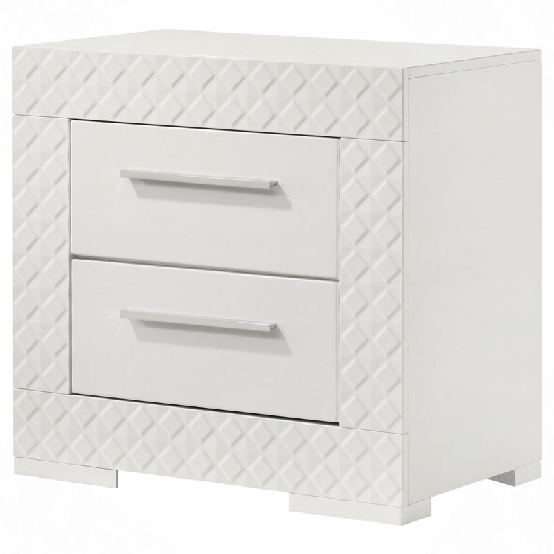 Pierce High Gloss 2-Drawer Nightstand Bedside Table