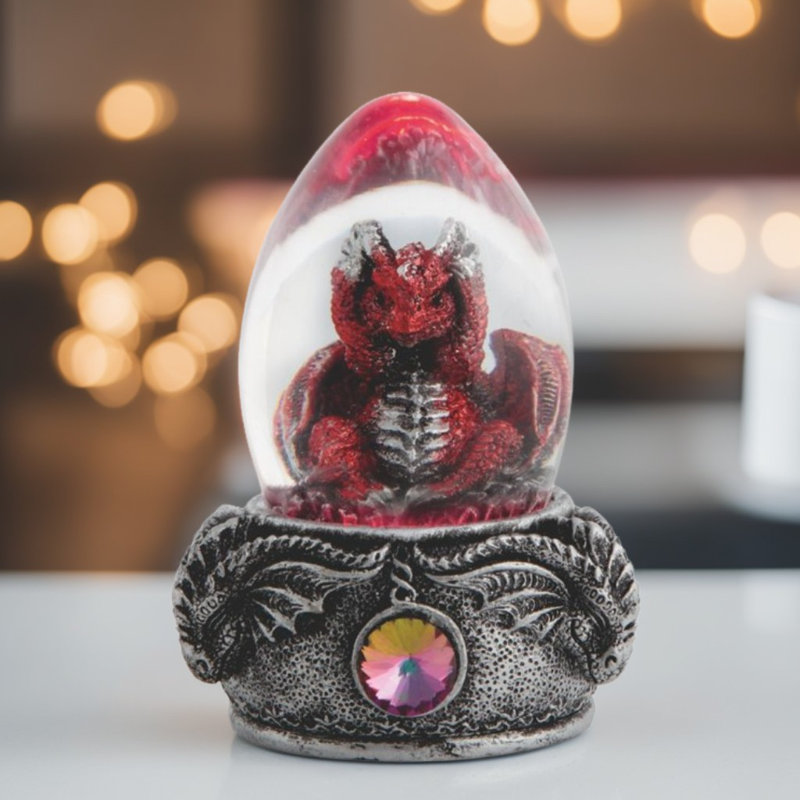 3.75"H LED Dragon in Acrylic Egg Figurine