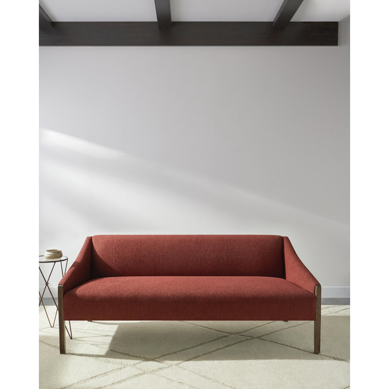 Kensyn Modern Sofa, Burnt Red 100% Polyester, 32" H x 50" W x 29" D