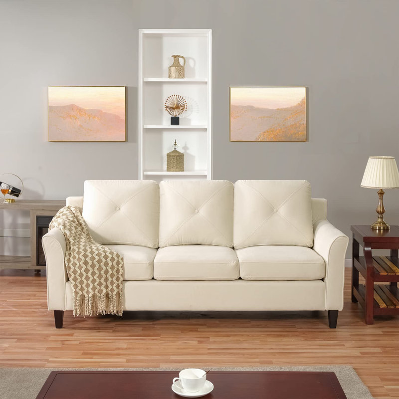 Jantjeline Modern Small Sofa Couch – Button Tufted Upholstered Design for Living Room or Cozy Apartment