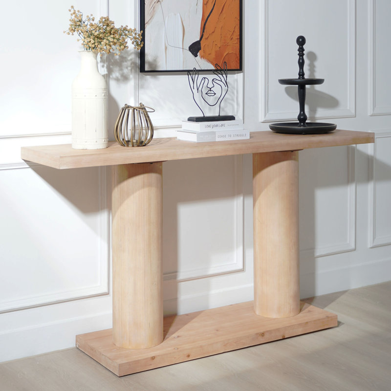 Console 59 "en bois minimaliste moderne avec colonne à piédestal - Élégante décoration décorative pour l'entrée, le salon et le couloir