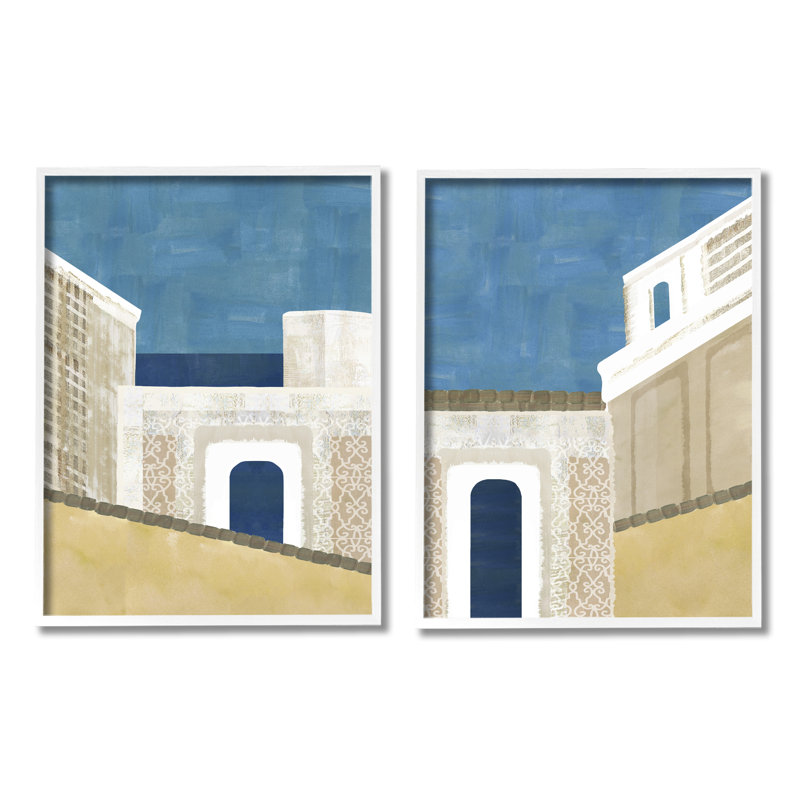 Blocked Architecture Classic, L 16 po x H 20 po, Giclée encadrée blanc bord de mer