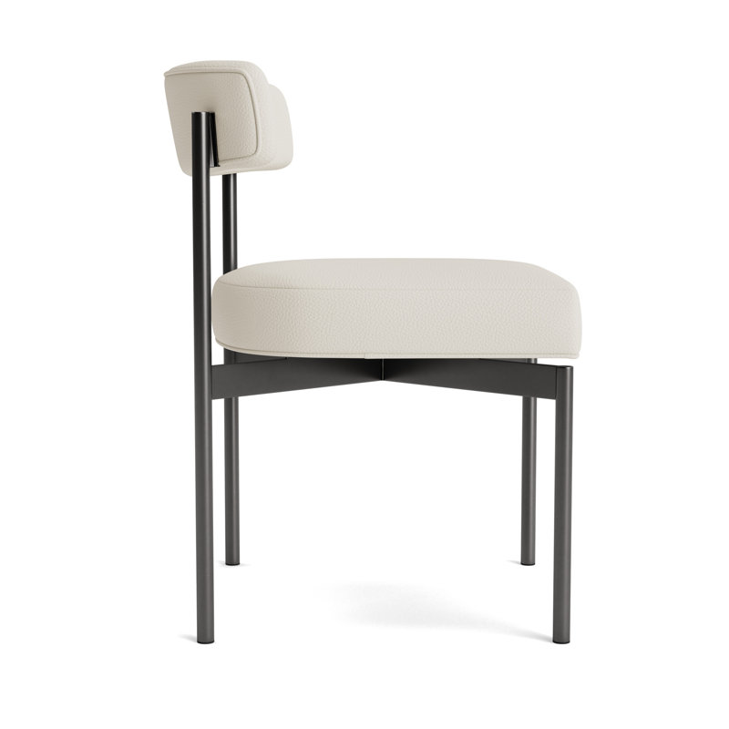 Remy Upholstered Dining Chair, Greenwich Performance Leather - Cream, Pewter