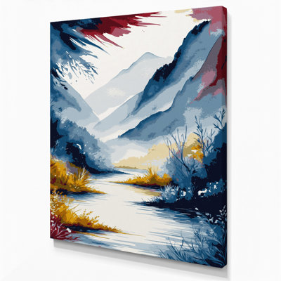 Aquarelle, paysage, 16, toile bleue