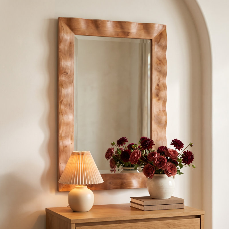 Solid Wood Rectangle Mirror, Brown