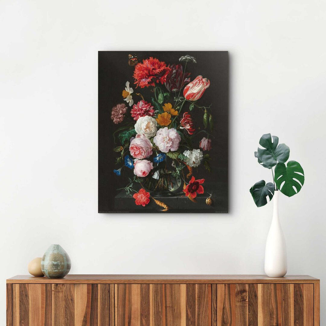 Wandbild Deko Panel Stillleben Mit Blumvase Jan Davidsz De Heem - Alte Meister - Berühmte Gemälde - Blumen