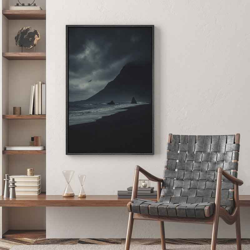 Plage, paysage mural, impression sur toile encadrée, décoration murale de chambre à coucher, H 36 po x l 24 po, Noir