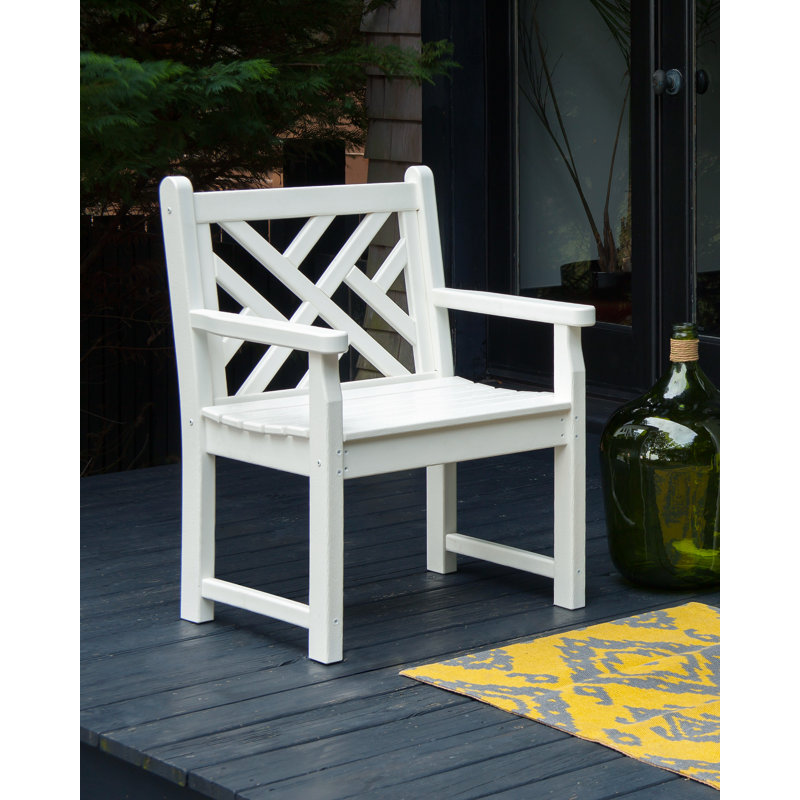 POLYWOOD Chippendale Garden Arm Chair, White