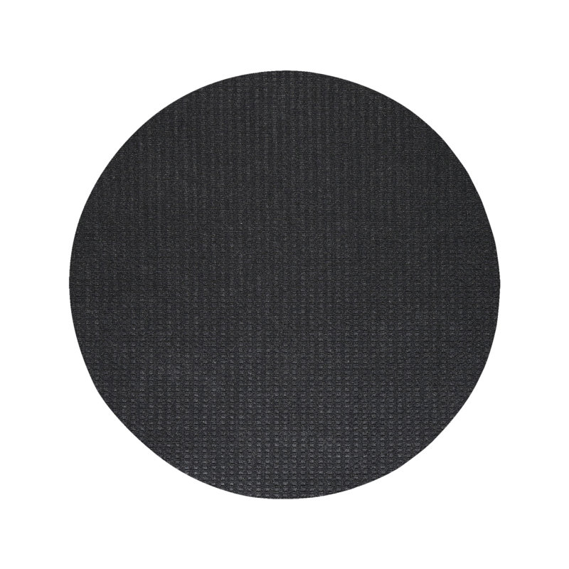 Tapis intérieur / extérieur noir tissé à la machine Estivalis, Rond 8 pi