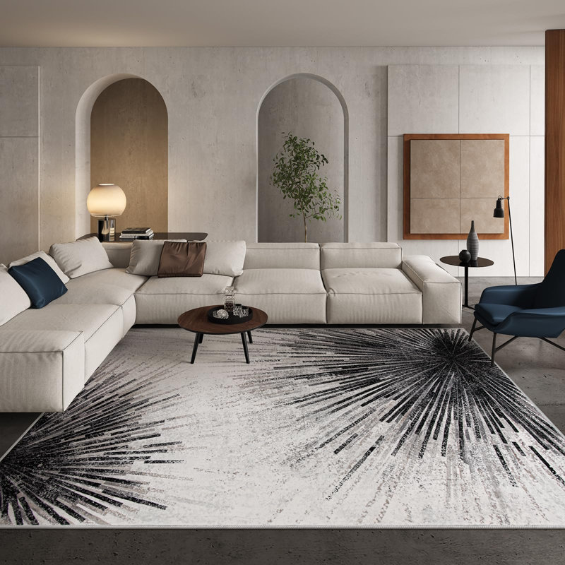  Tapis lavable antidérapant pour salon Mordern, Rectangle 6 pi x 9 pi