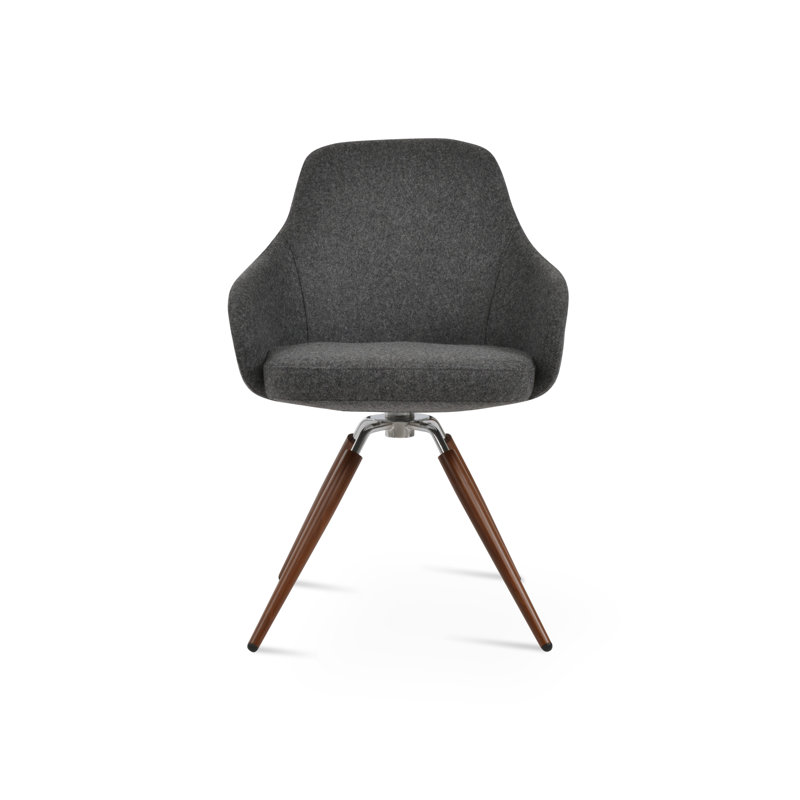 Fauteuil pivotant Gazel Carrot, Gris foncé, Noyer