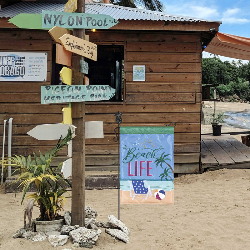 Drapeau vie de plage palmier 13 x 18