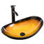 Meuble-lavabo double autoportant de 72 po avec plateau en verre et miroir Base color: BlackSink color: Blue-1852763423-1852763418