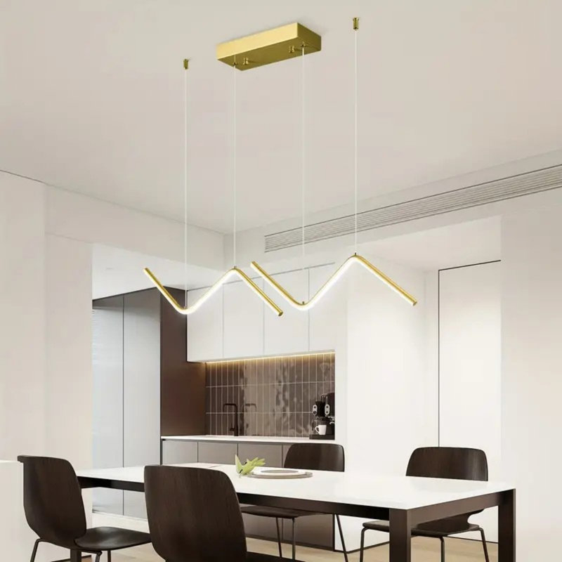 Lustre linéaire doré Golden Modern - lustre semi-encastré en métal