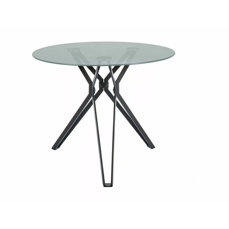 Chapnick Round Glass Top Metal Base Dining Table