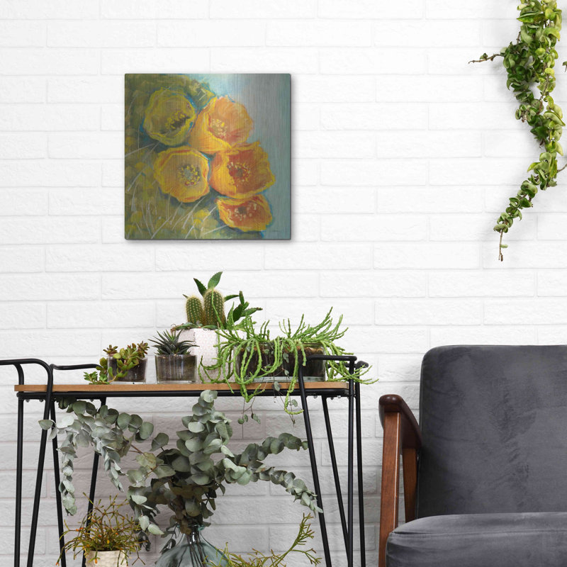 «Blooming Succulent II» par Carol Rowan, art mural en métal, H 12 po x l 12 po